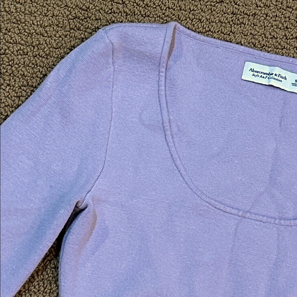 Abercrombie & Fitch Soft A&F Ribbed Cropped Scoop Neck Sweater Top Small Lilac - Picture 4 of 17